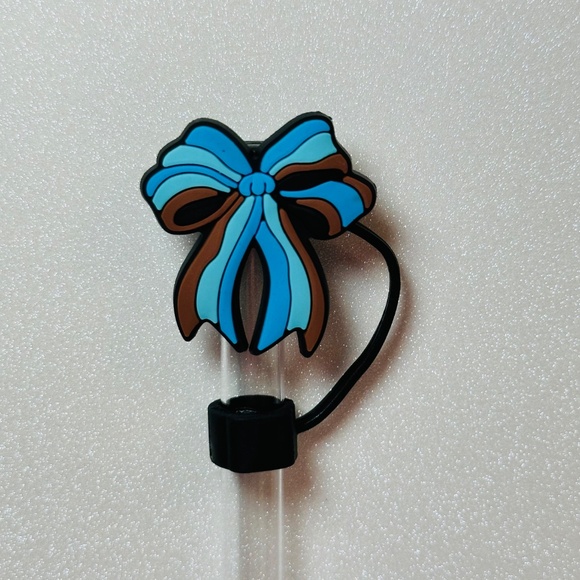 Western Bow Straw Topper Turquoise - Picture 2 of 2